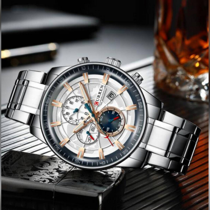 CURREN 8362 Brand Men Sport Watches Causal Stainless Steel Band Wristwatch Chronograph Auto Date Clock Male Relogio Masculino