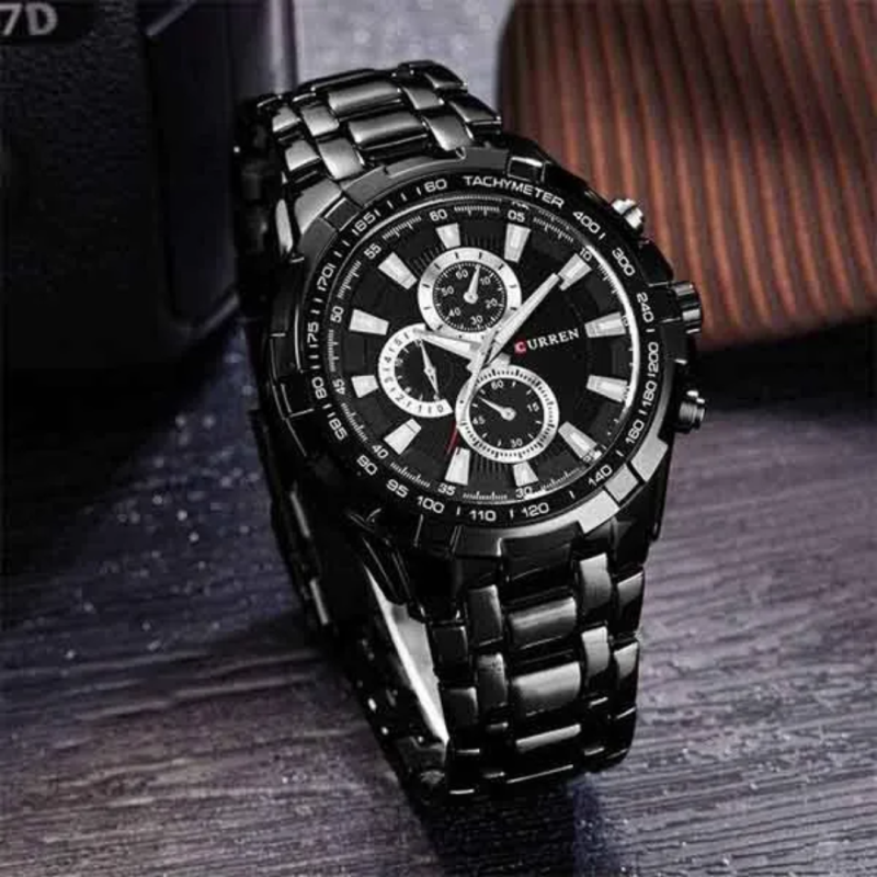 CURREN 8023 Waterproof Men's Round Dial Quartz Wrist Watch with Stainless Steel Band