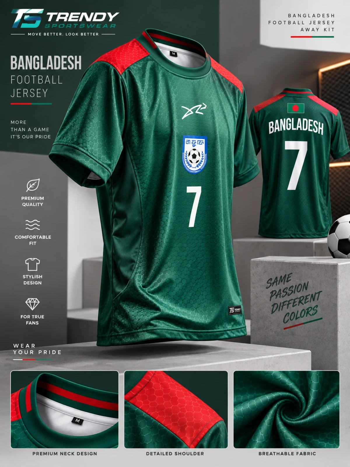 Bangladesh Football Jersey – Green Away Jersey