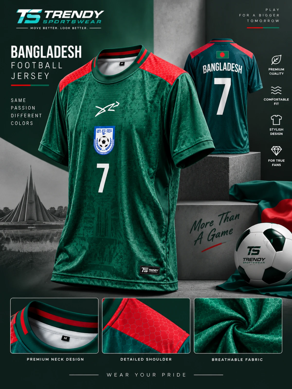 Bangladesh Football Jersey – Green Away Jersey