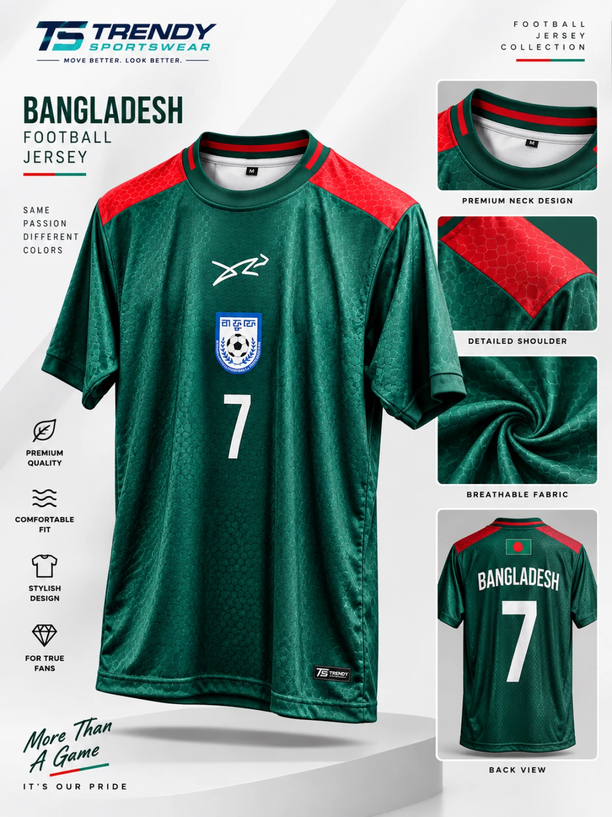 Bangladesh Football Jersey – Green Away Jersey