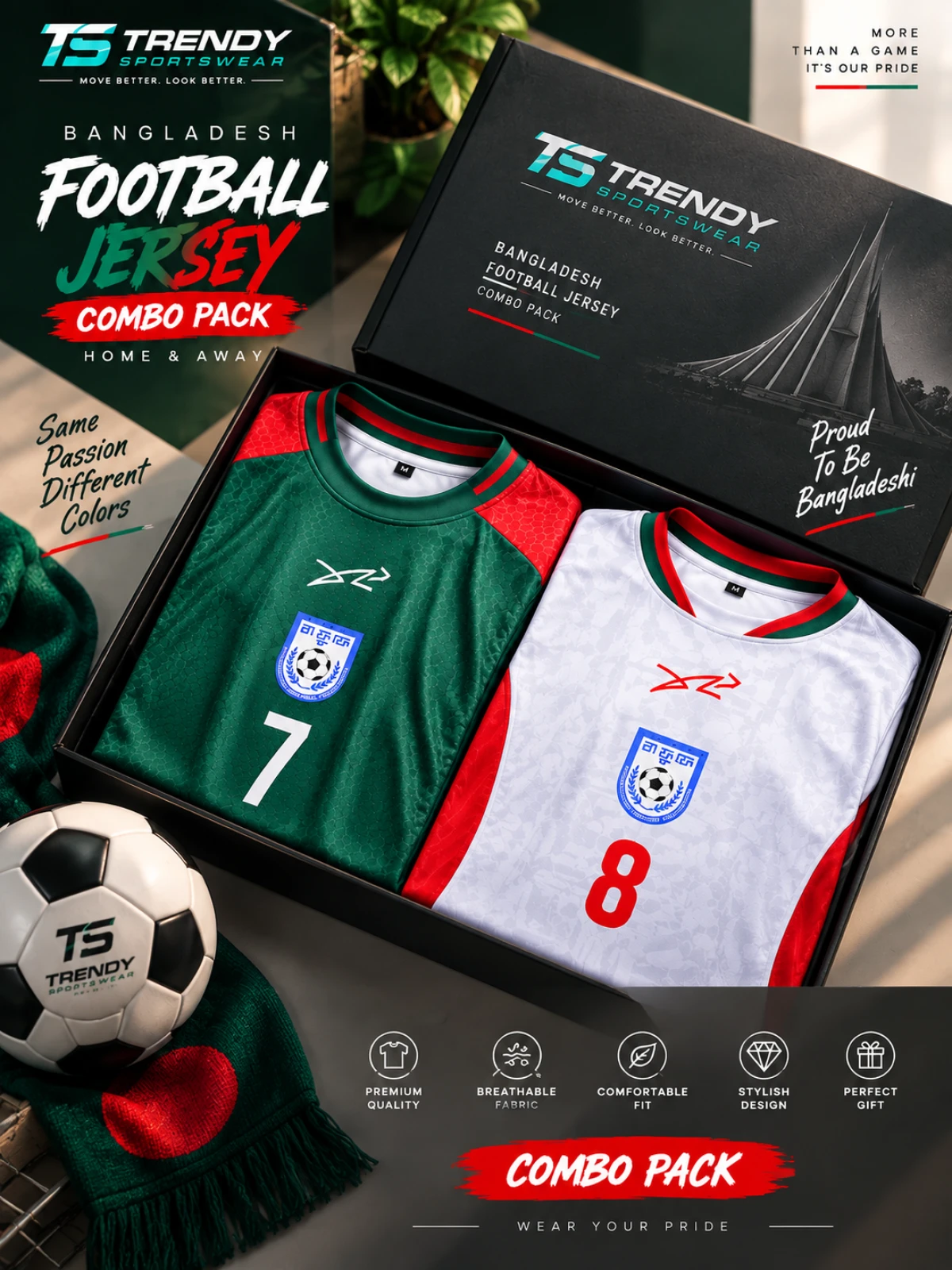 Bangladesh Football Jersey Combo Pack – Home & Away